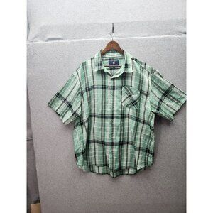 Rocawear Mens Green Plaid Button-Up Shirt 3XB Short Sleeve Cotton Blend Classic